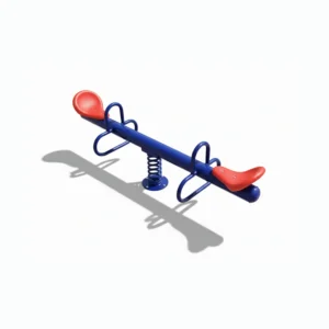 لعبة كراسي التوازن الثنائية لعبة كراسي توازن ثنائية في حديقة خضراء، بتصميم معدني قوي ومقاعد بلاستيكية مريحة، جاهزة للاستخدام من قبل طفلين.