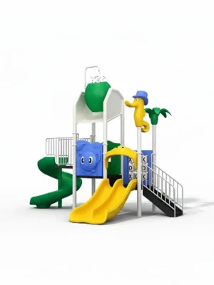 مجموعة زحاليق مائية صغيرة للأطفال، تتضمن زحليقة مزدوجة وزحليقة حلزونية، بألوان زاهية وتصميم آمن.