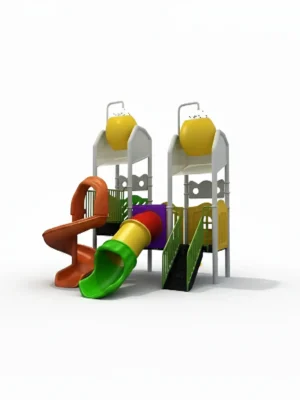 مجموعة زحاليق مائية صغيرة الحجم، بأبعاد (3.3م x 3.3م x 4.9م)، تضم زحليقة حلزونية وزحليقة أنبوبية.