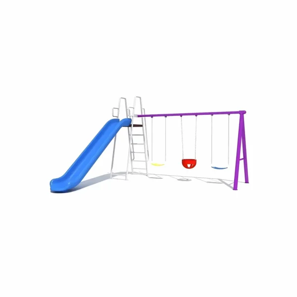 زحليقة حديقة كبيرة مع 3 مراجيح للأطفال – لعبة حديقة متكاملة ومتينة للحدائق والاستراحات