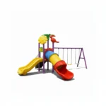لعبة حديقة أطفال متكاملة صغيرة الحجم تحتوي على ثلاثة مراجيح وزحليقتين