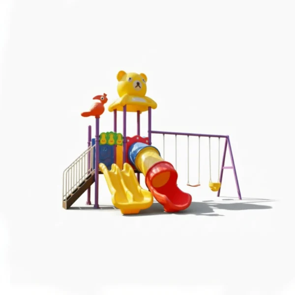 مجموعة زحاليق ومراجيح متوسطة الحجم للأطفال في الحديقة المنزلية