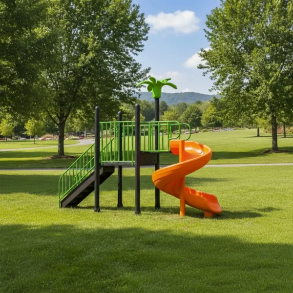 زحليقة حلزونية كبيرة الحجم بسلم مدرج - للحدائق الخارجية