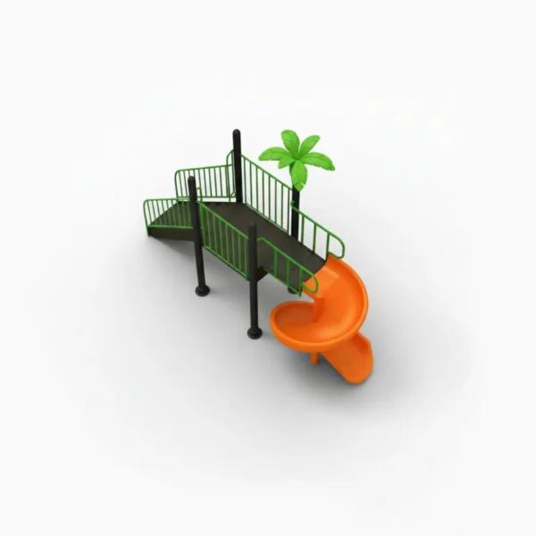 زحليقة حلزونية كبيرة الحجم بسلم مدرج - للحدائق الخارجية