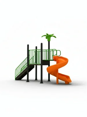 زحليقة حلزونية كبيرة الحجم بسلم مدرج - للحدائق الخارجية