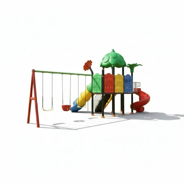 مجموعة الزحاليق والمراجيح المتعددة للأطفال بمواد متينة وآمنة – مناسبة للحدائق الخارجية