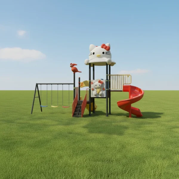 مجموعة المراجيح والزحاليق الخارجية صغيرة الحجم للأطفال – مناسبة للحدائق المنزلية والمدارس