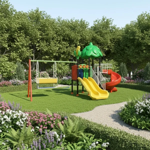 وحدة زحاليق ومراجيح صغيرة الحجم للأطفال – مناسبة للحدائق المنزلية والمدارس