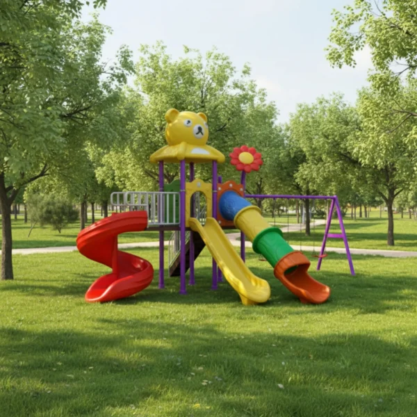 وحدة زحاليق ومراجيح متوسطة الحجم للأطفال – مناسبة للحدائق المنزلية والاستراحات
