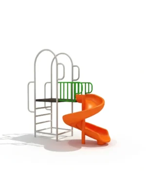 حلزونية متوسطة الحجم بألوان زاهية مثبتة في حديقة أطفال مع سلم آمن