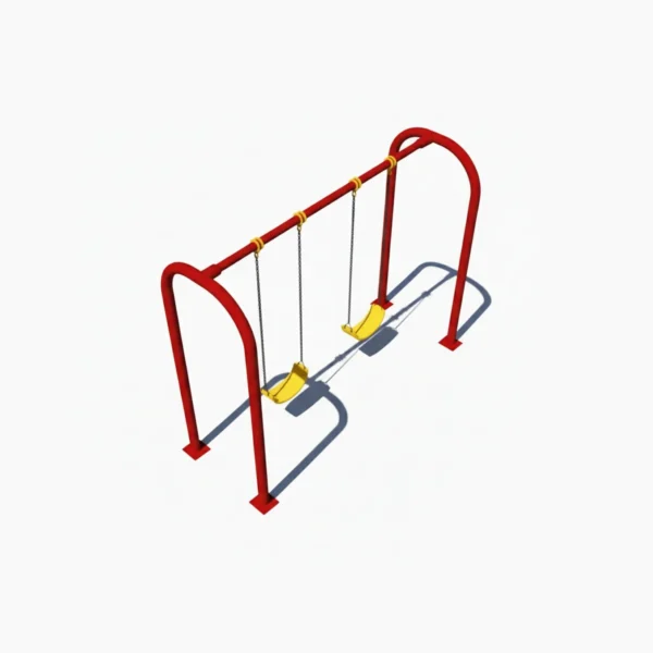 مرجيحة ثنائية متوسطة الحجم للأطفال مع هيكل معدني وبلاستيك عالي الجودة، مصممة للعب آمن وممتع لطفلين في الحديقة أو الفناء.