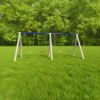 مجموعة المراجيح الرباعية كبيرة الحجم للأطفال – أربع مقاعد متجاورة، هيكل معدني متين وبلاستيك آمن، ألوان جذابة ومناسبة للحدائق الخارجية.