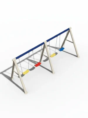 مجموعة المراجيح الرباعية كبيرة الحجم للأطفال – أربع مقاعد متجاورة، هيكل معدني متين وبلاستيك آمن، ألوان جذابة ومناسبة للحدائق الخارجية.