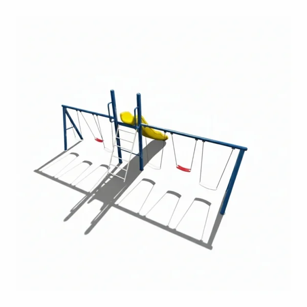 مجموعة مراجيح سداسية كبيرة للأطفال مع زحليقة متكاملة – وحدة ألعاب آمنة ومتينة، تحتوي على 6 مراجيح وزحليقة كبيرة، ألوان جذابة ومناسبة للحدائق الخارجية للأطفال من 3 إلى 12 سنة.