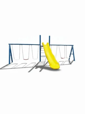 مجموعة مراجيح سداسية كبيرة للأطفال مع زحليقة متكاملة – وحدة ألعاب آمنة ومتينة، تحتوي على 6 مراجيح وزحليقة كبيرة، ألوان جذابة ومناسبة للحدائق الخارجية للأطفال من 3 إلى 12 سنة.