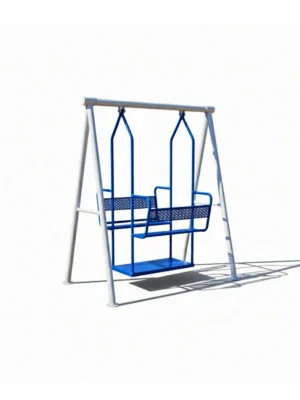 مرجيحة خارجية للأطفال بكراسي متقابلة، مصممة لتوفير متعة وأمان أثناء اللعب في الحديقة أو المساحات الخارجية، مصنوعة من مواد قوية ومقاومة للعوامل الجوية، مناسبة للعب العائلي والأنشطة الخارجية.