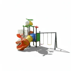 وحدة الزحاليق والمراجيح صغيرة الحجم وحدة الزحاليق والمراجيح صغيرة الحجم للأطفال – تصميم متكامل بمرجيحة وزحليقتين وسلم معدني