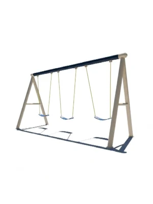 مرجيحة ثلاثية كبيرة الحجم للأطفال بقاعدة ثابتة وألوان جذابة للحدائق المنزلية.