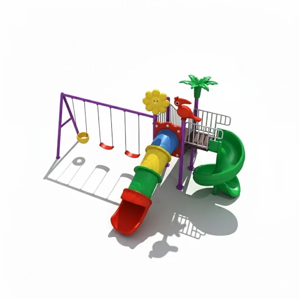 مجموعة زحاليق ومراجيح خارجية صغيرة الحجم للأطفال – مناسبة للحدائق والساحات