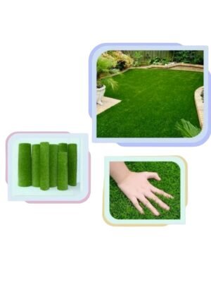 أرضية عشب صناعي عالي الجودة بلون أخضر طبيعي، مناسبة للحدائق والمنازل، آمنة للأطفال ومقاومة للعوامل الجوية.