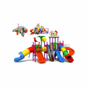 مجموعة زحاليق ومراجيح خارجية كبيرة الحجم للأطفال والكبار في الحديقة